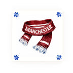 Manchester Red Scarf Delft blue decorative ceramic tile – Modern corner style