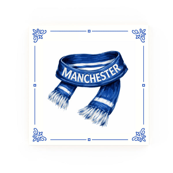 Manchester Scarf Delft blue decorative ceramic tile – Classic corner style