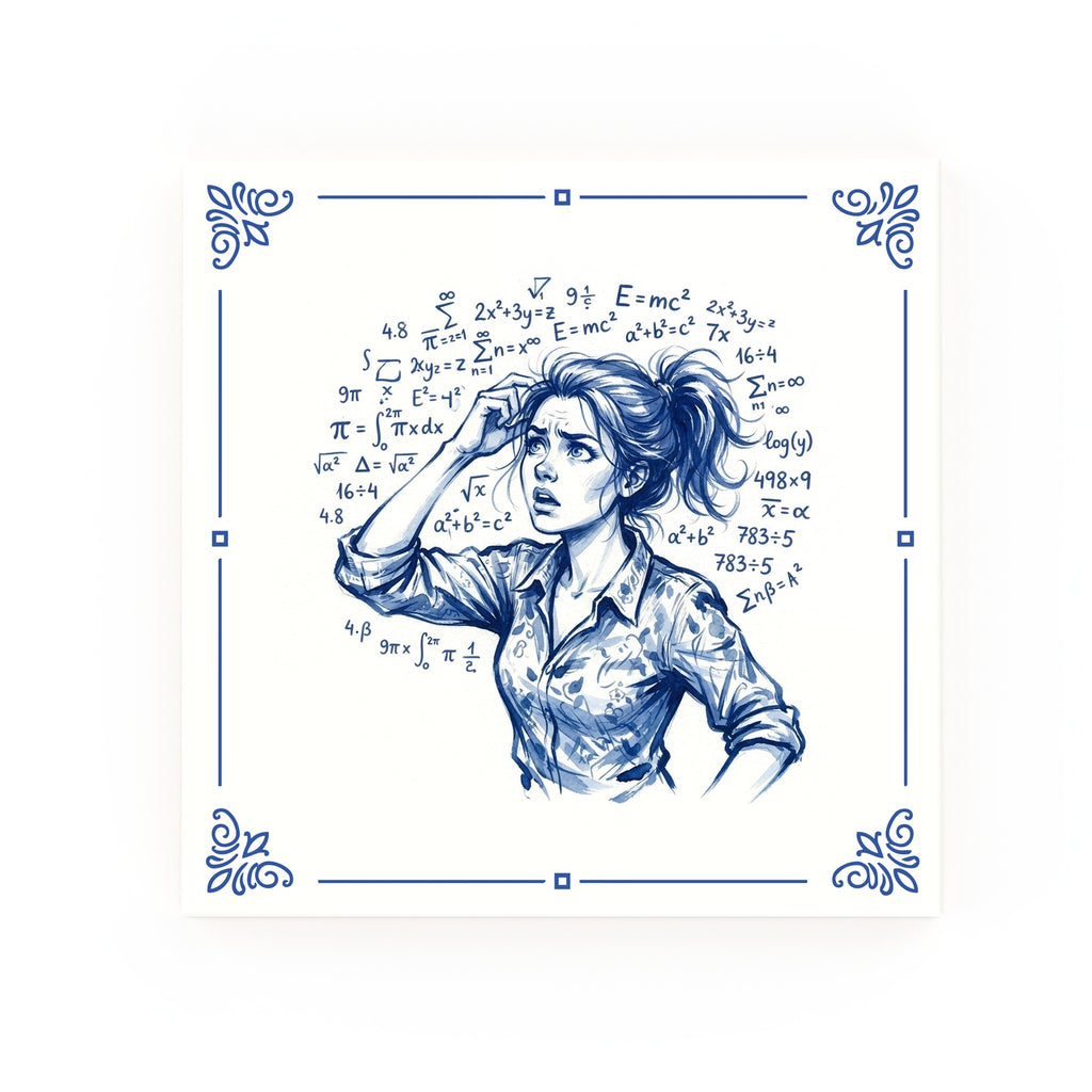 Math Gal Delft blue decorative ceramic tile – Classic corner style