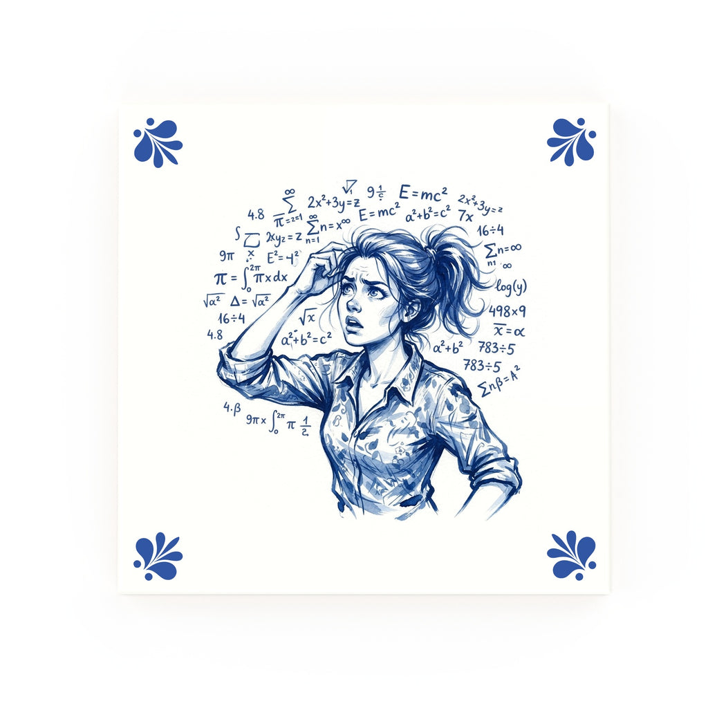 Math Gal Delft blue decorative ceramic tile – Modern corner style