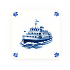 Mersey Ferry decorative Delft blue ceramic tile – Modern corners