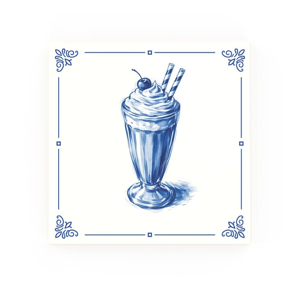 Milkshake Delft blue decorative ceramic tile – Classic corner style