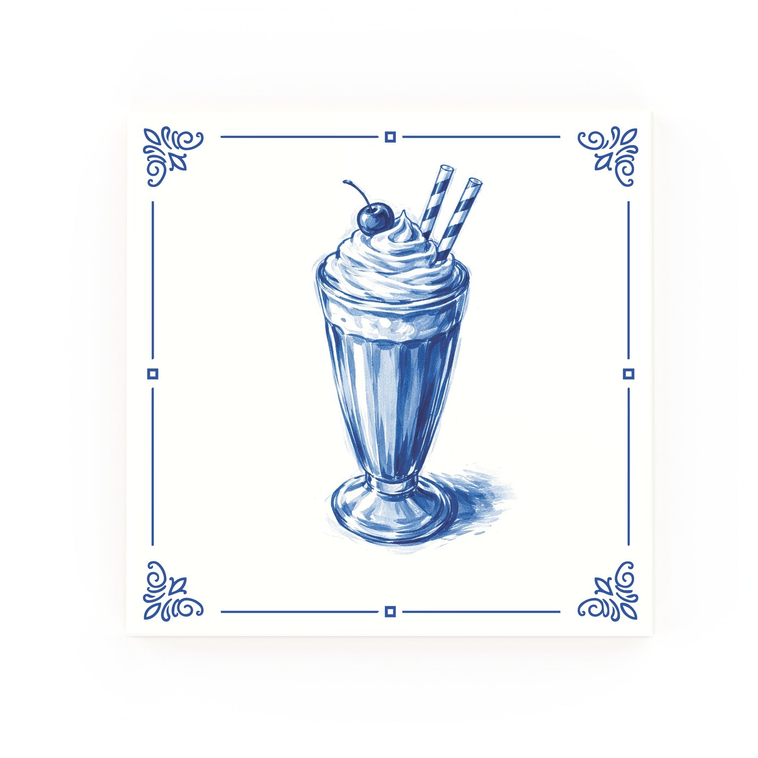 Milkshake Delft blue decorative ceramic tile – Classic corner style
