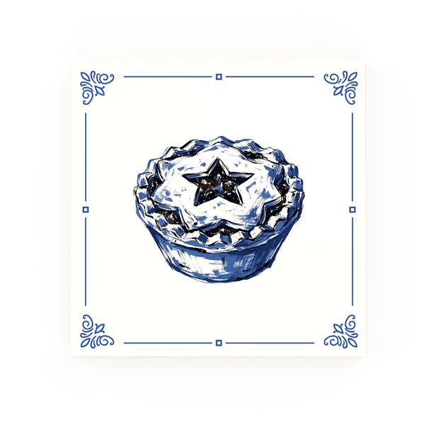 Mince Pie Delft blue decorative ceramic tile – Classic corner style
