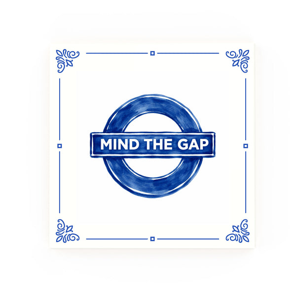 Mind The Gap Delft blue decorative ceramic tile – Classic corner style