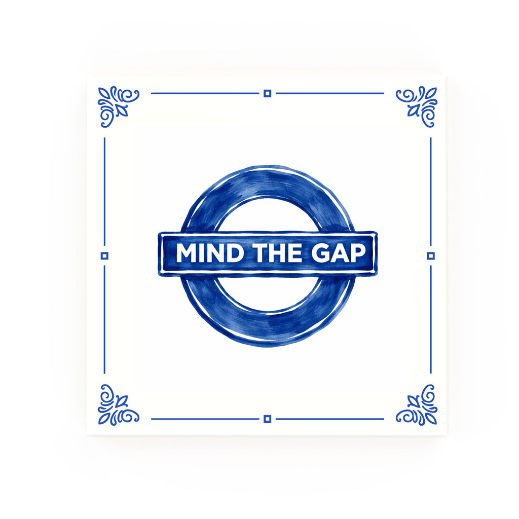 Mind The Gap Delft blue decorative ceramic tile – Classic corner style