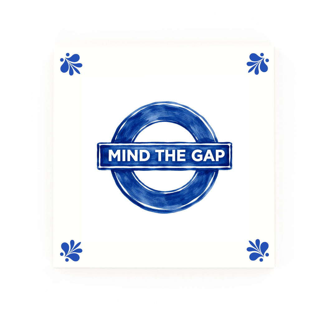 Mind The Gap Delft blue decorative ceramic tile – Modern corner style
