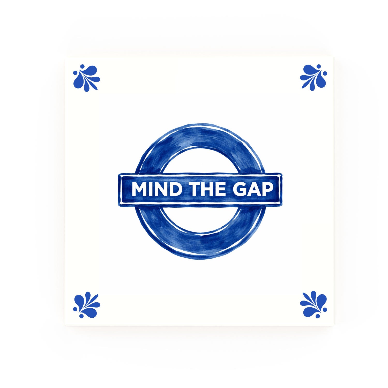 Mind The Gap Delft blue decorative ceramic tile – Modern corner style