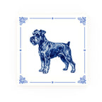 Miniature Schnauzer Delft blue decorative ceramic tile – Classic corner style
