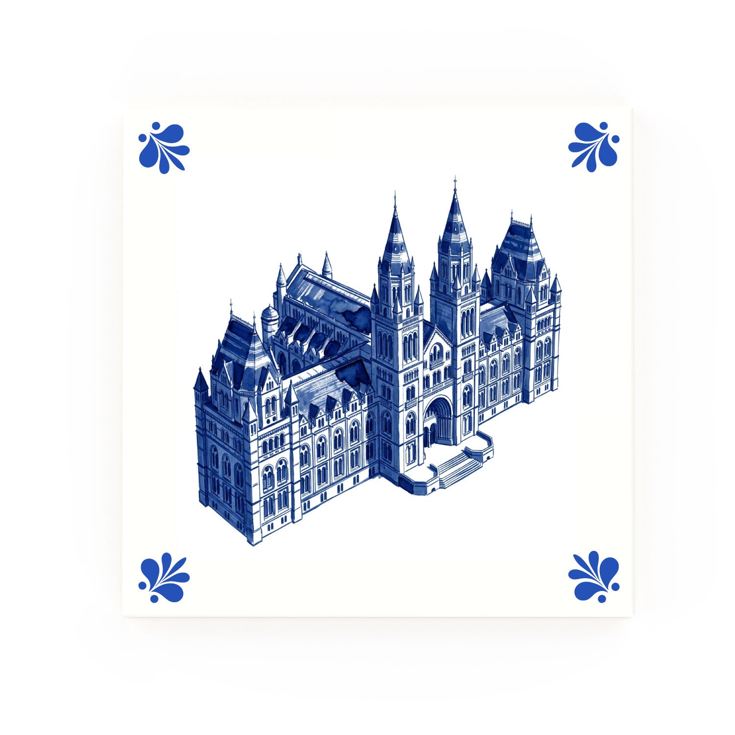 Natural History Museum Delft blue decorative ceramic tile – Modern corner style