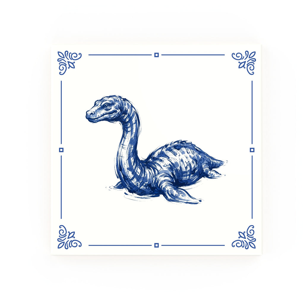 Nessie Delft blue decorative ceramic tile – Classic corner style