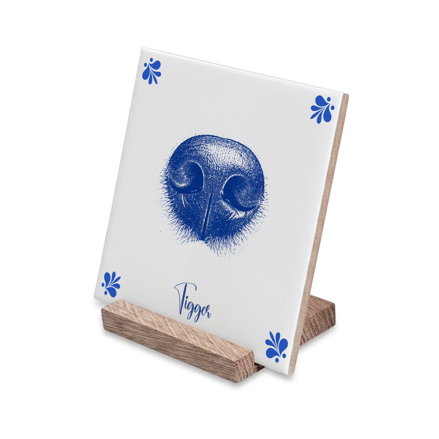 Pet Nose Print | Delft Blue Ceramic Tile