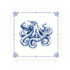 Octopus Delft blue decorative ceramic tile – Classic corner style