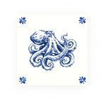 Octopus Delft blue decorative ceramic tile – Modern corner style