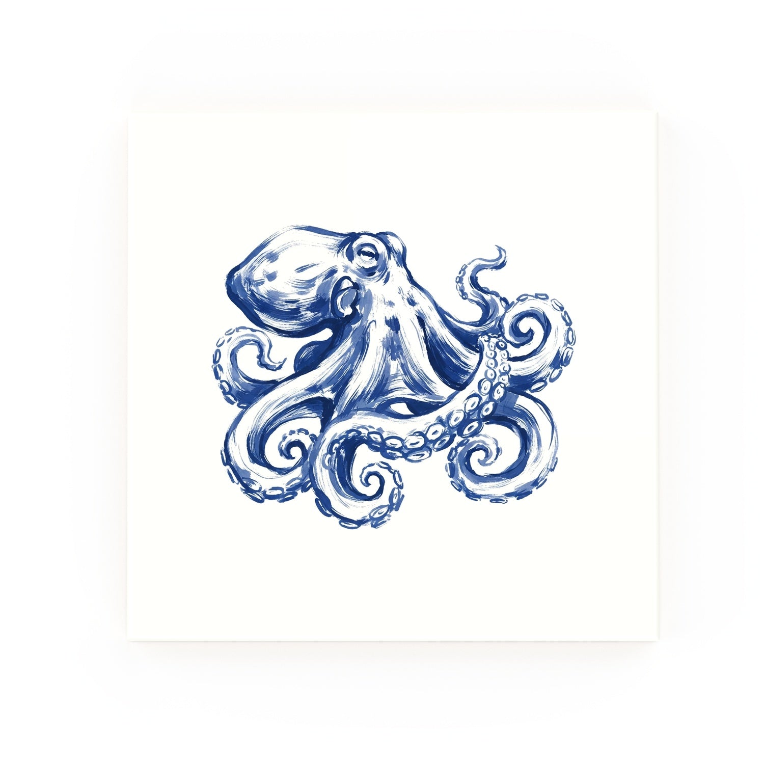 Octopus Delft blue decorative ceramic tile – no corner style