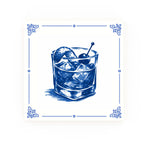 Old Fashioned Whisky Delft blue decorative ceramic tile – Classic corner style