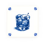 Old Fashioned Whisky Delft blue decorative ceramic tile – Modern corner style