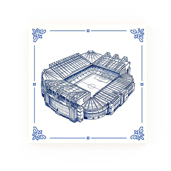 Old Trafford Delft blue decorative ceramic tile – Classic corner style
