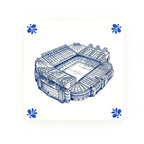 Old Trafford Delft blue decorative ceramic tile – Modern corner style