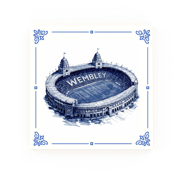 Old Wembley Delft blue decorative ceramic tile – Classic corner style