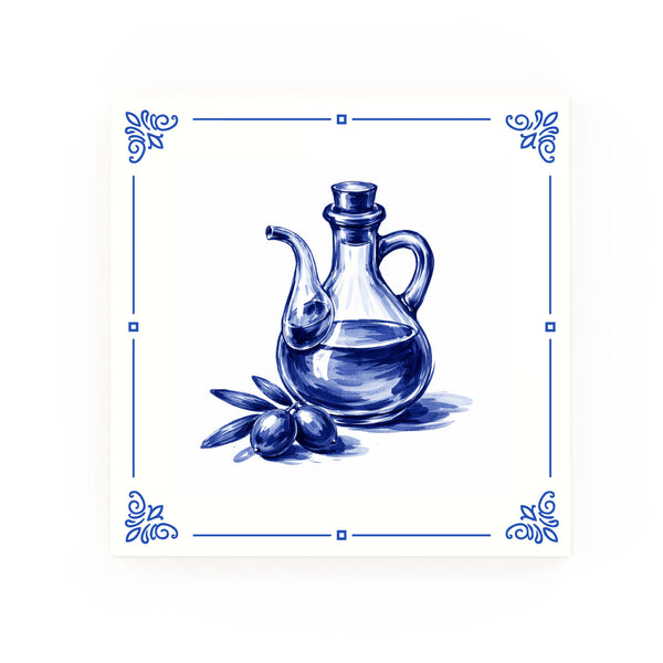 Olive Oil Delft blue decorative ceramic tile – Classic corner style