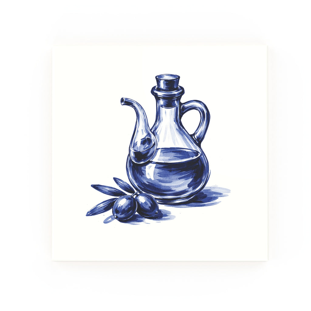 Olive Oil Delft blue decorative ceramic tile – no corner style