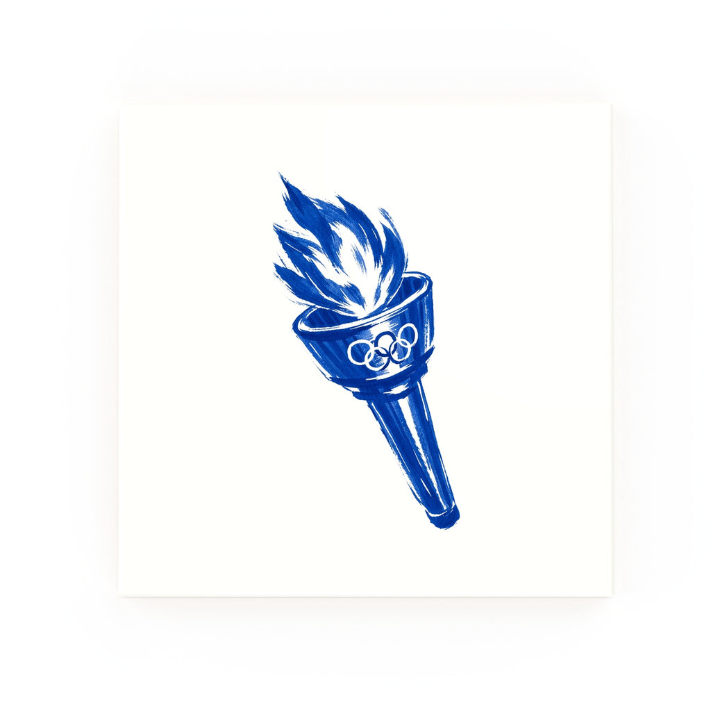 Olympic Torch Delft blue decorative ceramic tile – no corner style
