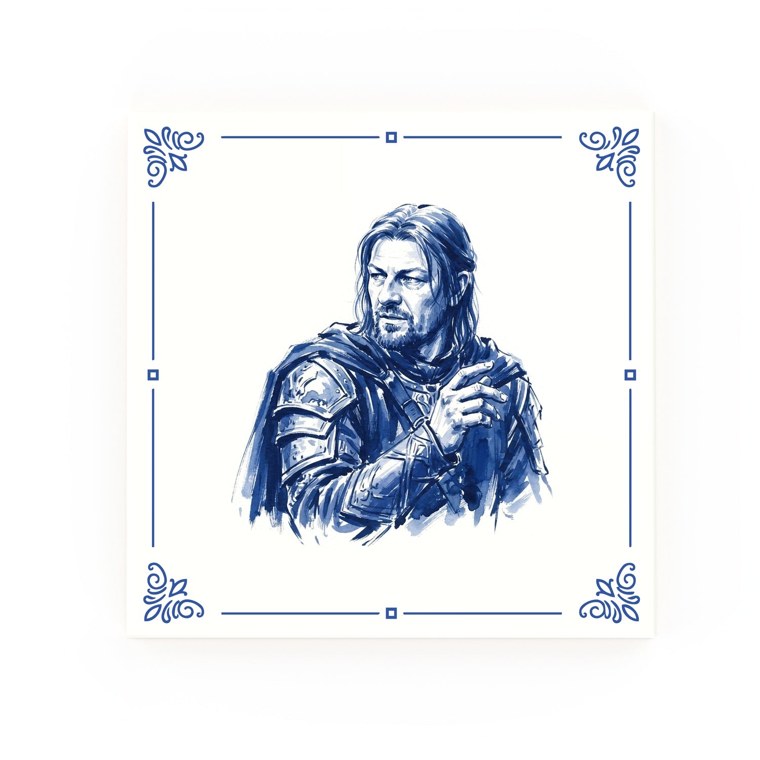 One Does Not Simply... Delft blue decorative ceramic tile – Classic corner style