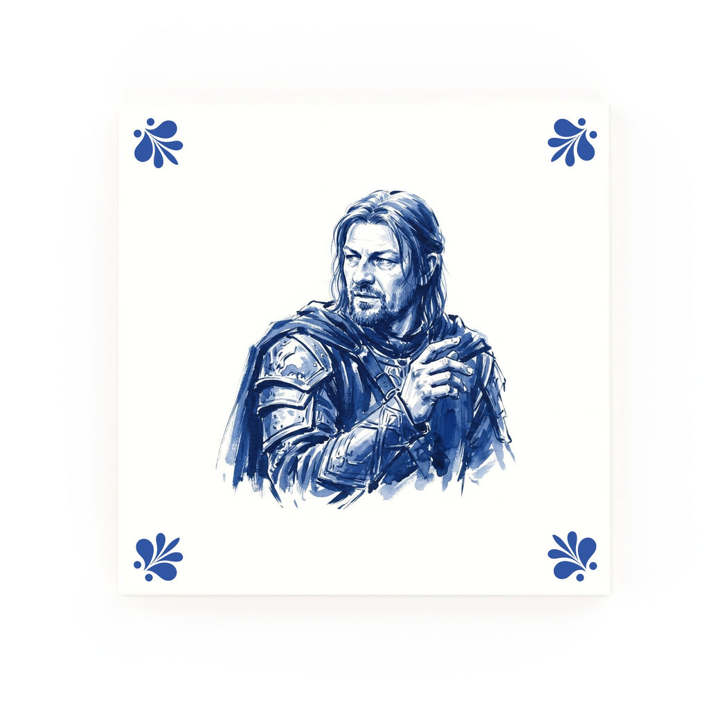 One Does Not Simply... Delft blue decorative ceramic tile – Modern corner style