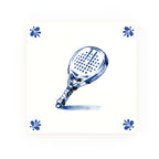 Padel Racket Delft blue decorative ceramic tile – Modern corner style
