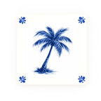 Palm Tree Delft blue decorative ceramic tile – Modern corner style
