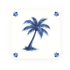 Palm Tree Delft blue decorative ceramic tile – Modern corner style