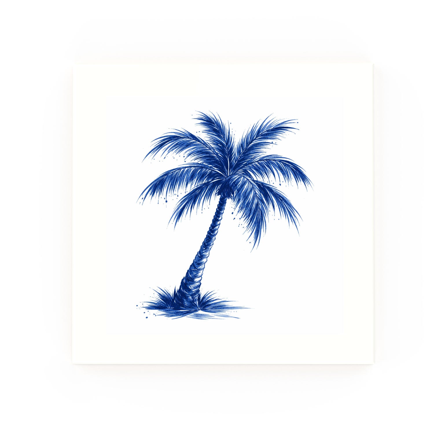 Palm Tree Delft blue decorative ceramic tile – no corner style