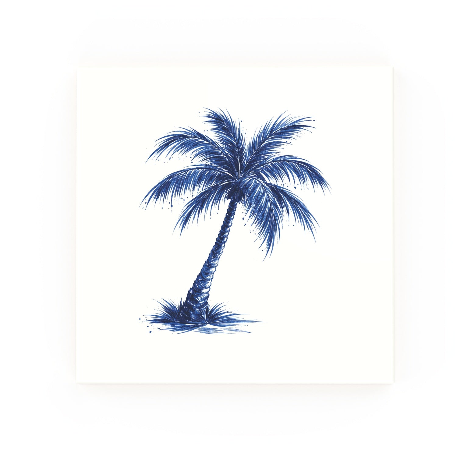 Palm Tree Delft blue decorative ceramic tile – no corner style