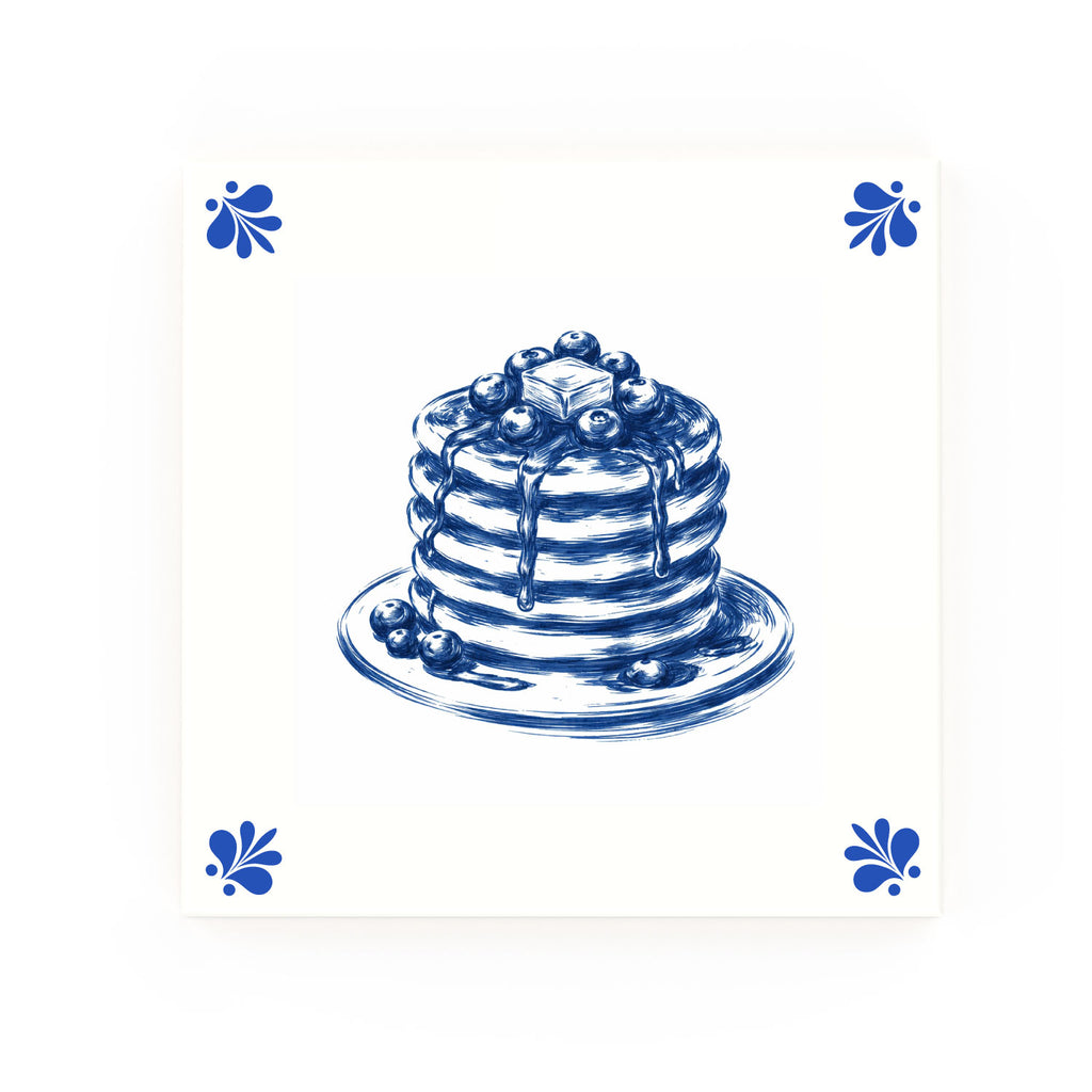 Pancakes Delft blue decorative ceramic tile – Modern corner style