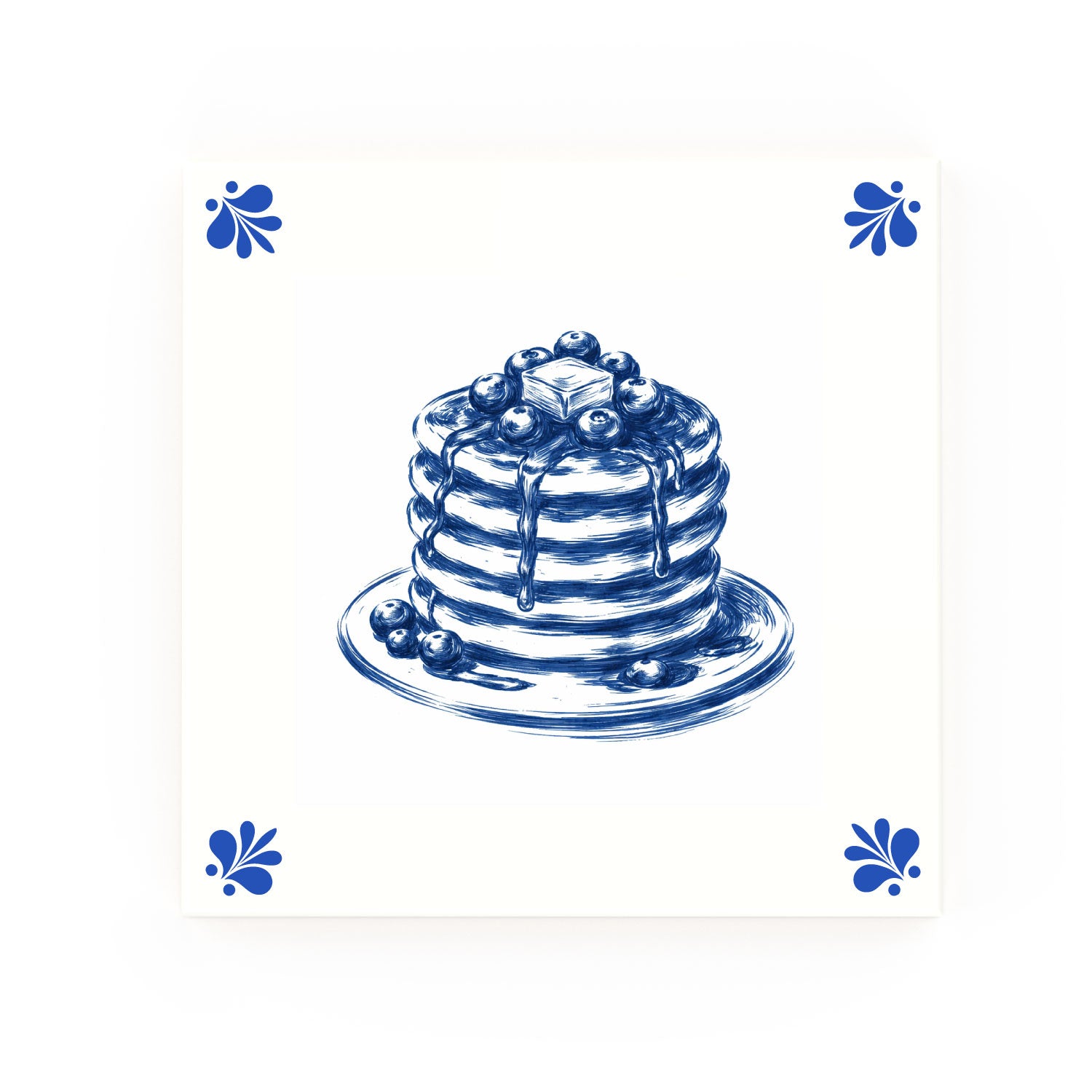 Pancakes Delft blue decorative ceramic tile – Modern corner style