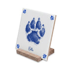 Pet Paw Print | Delft Blue Ceramic Tile