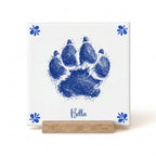 Pet Paw Print | Delft Blue Ceramic Tile