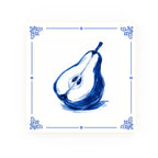Pear Delft blue decorative ceramic tile – Classic corner style