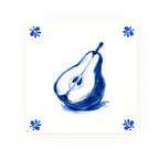Pear Delft blue decorative ceramic tile – Modern corner style