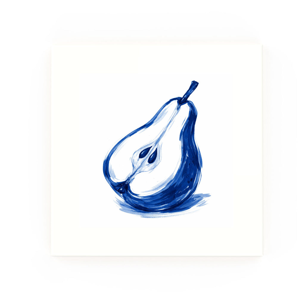 Pear Delft blue decorative ceramic tile – no corner style