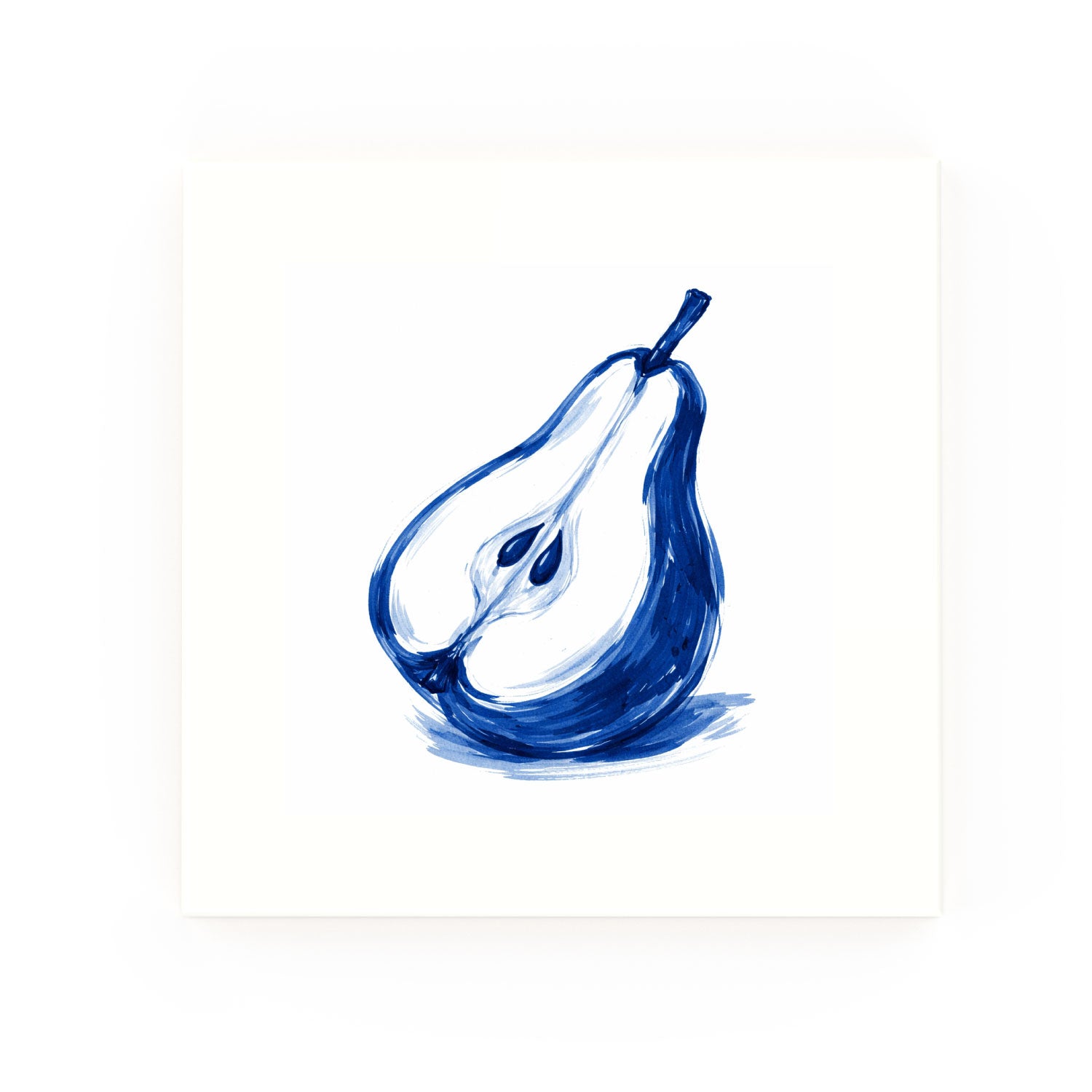 Pear Delft blue decorative ceramic tile – no corner style