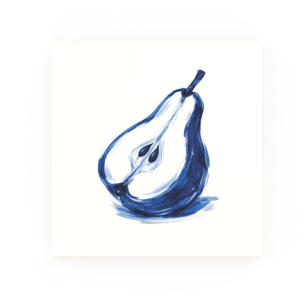 Pear Delft blue decorative ceramic tile – no corner style