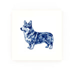 Pembroke Welsh Corgi Delft blue decorative ceramic tile – no corner style