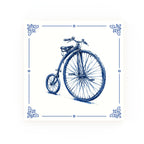 Penny Farthing Delft blue decorative ceramic tile – Classic corner style