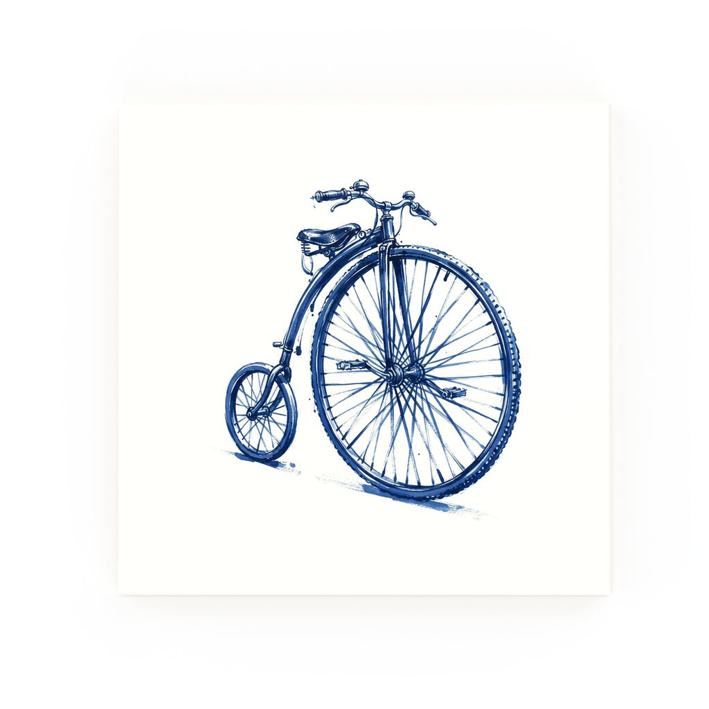 Penny Farthing Delft blue decorative ceramic tile – no corner style