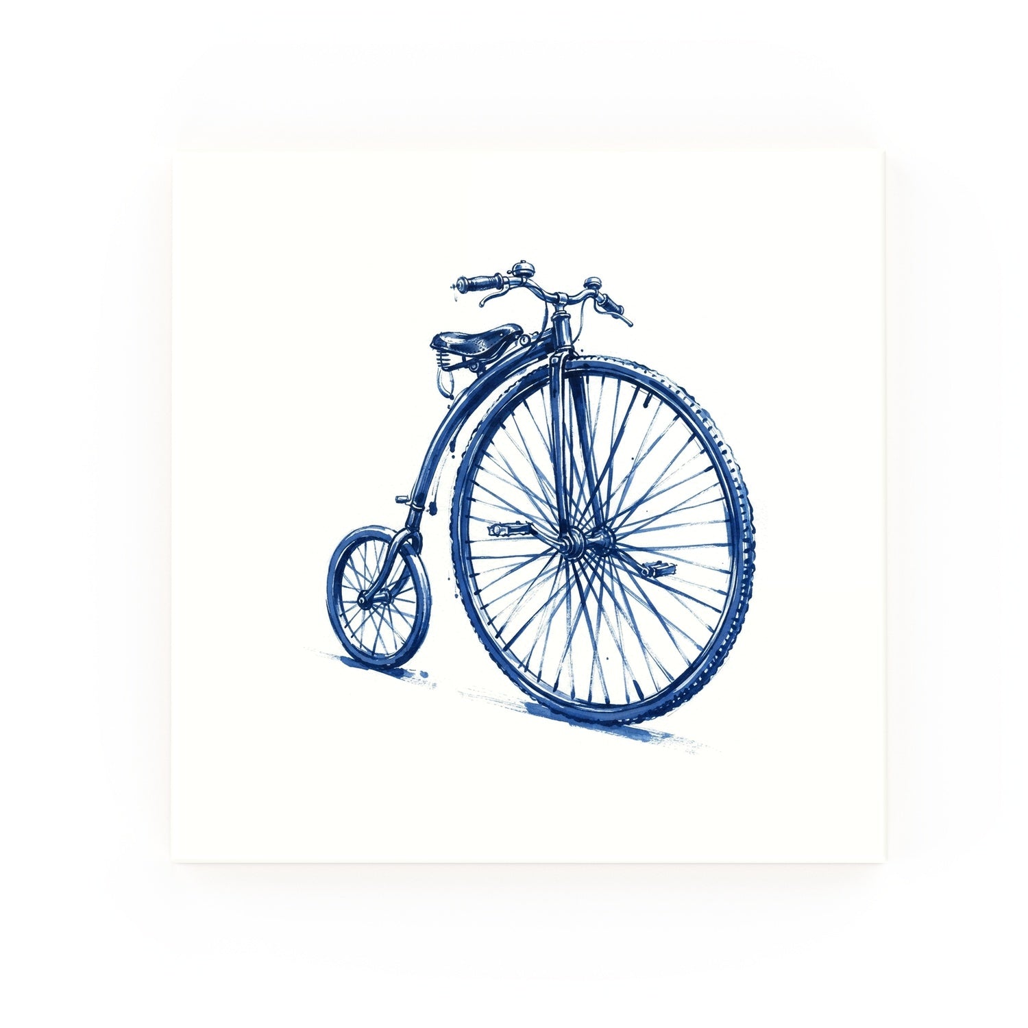 Penny Farthing Delft blue decorative ceramic tile – no corner style