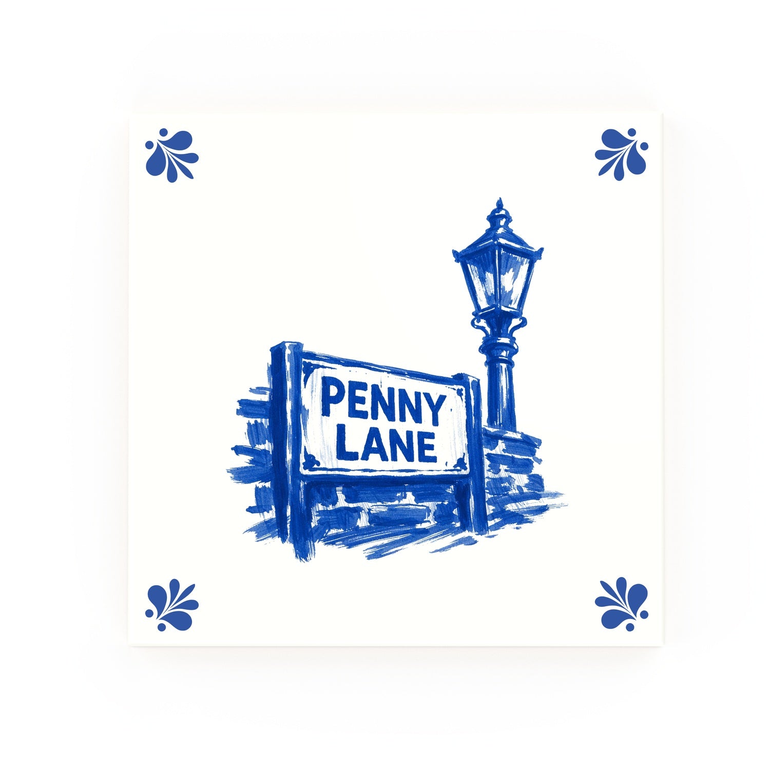 Penny Lane Delft blue decorative ceramic tile – Modern corner style