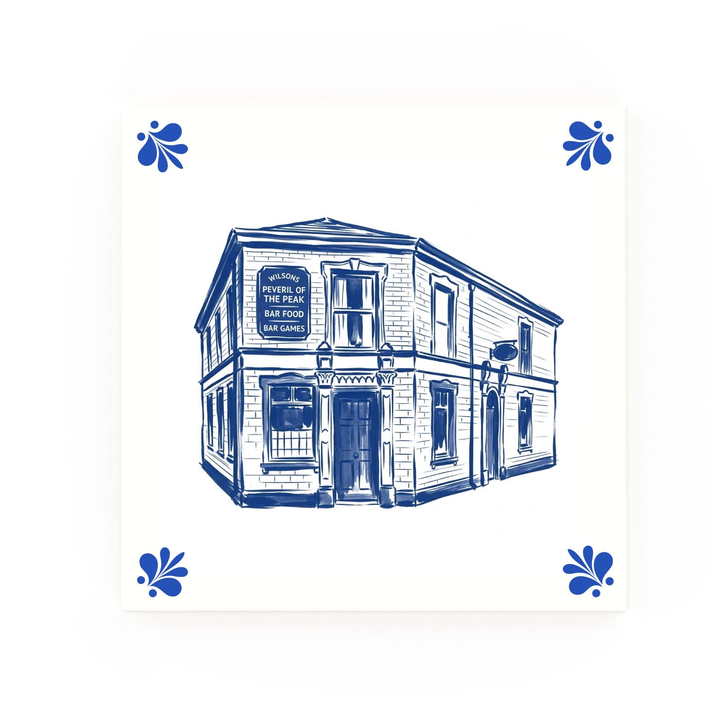 Peveril Delft blue decorative ceramic tile – Modern corner style