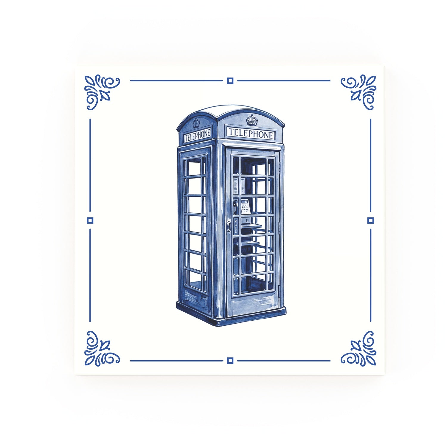 Phone Box Delft blue decorative ceramic tile – classic corners
